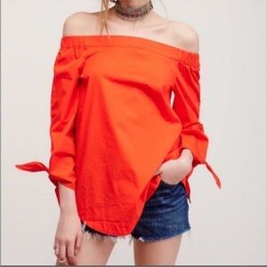 Free People Poppy Red Show Me Some Shoulder‎ Top Size XS